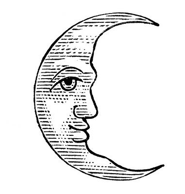  man in the. Moon clipart vintage