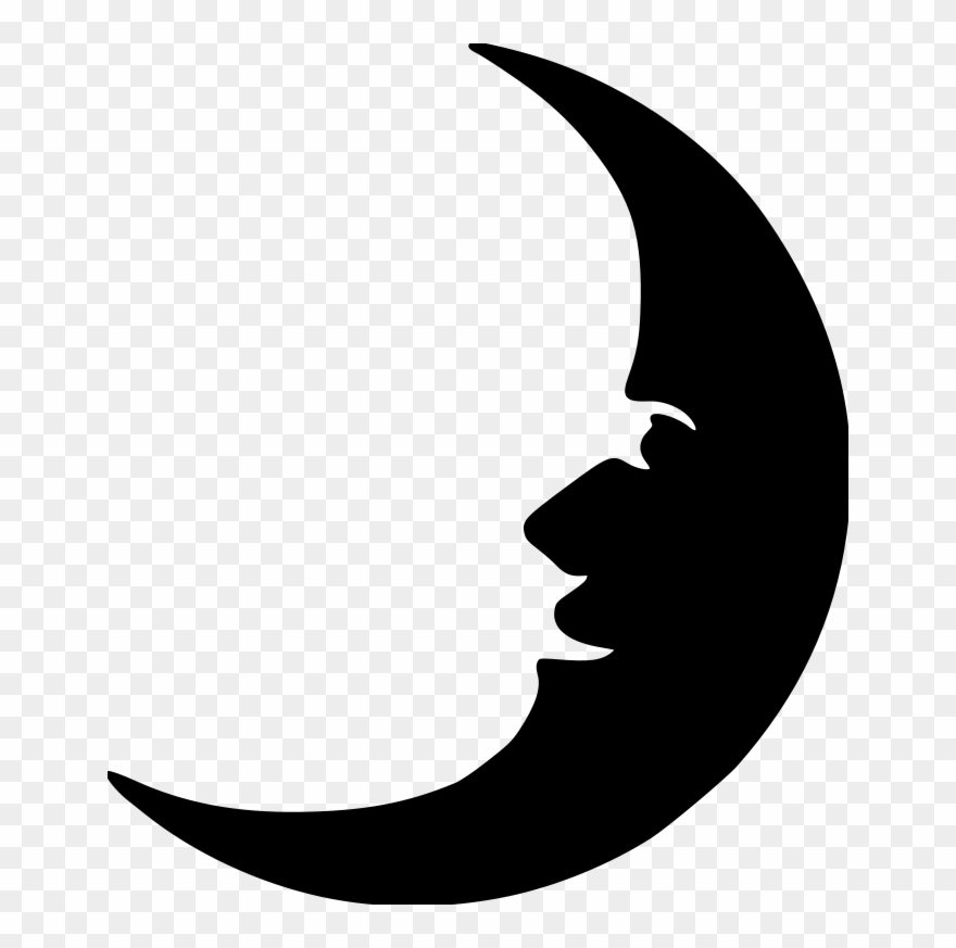 Clipart moon face. Stars and silhouette png