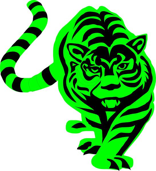 Green striped clip art. Clipart walking tiger