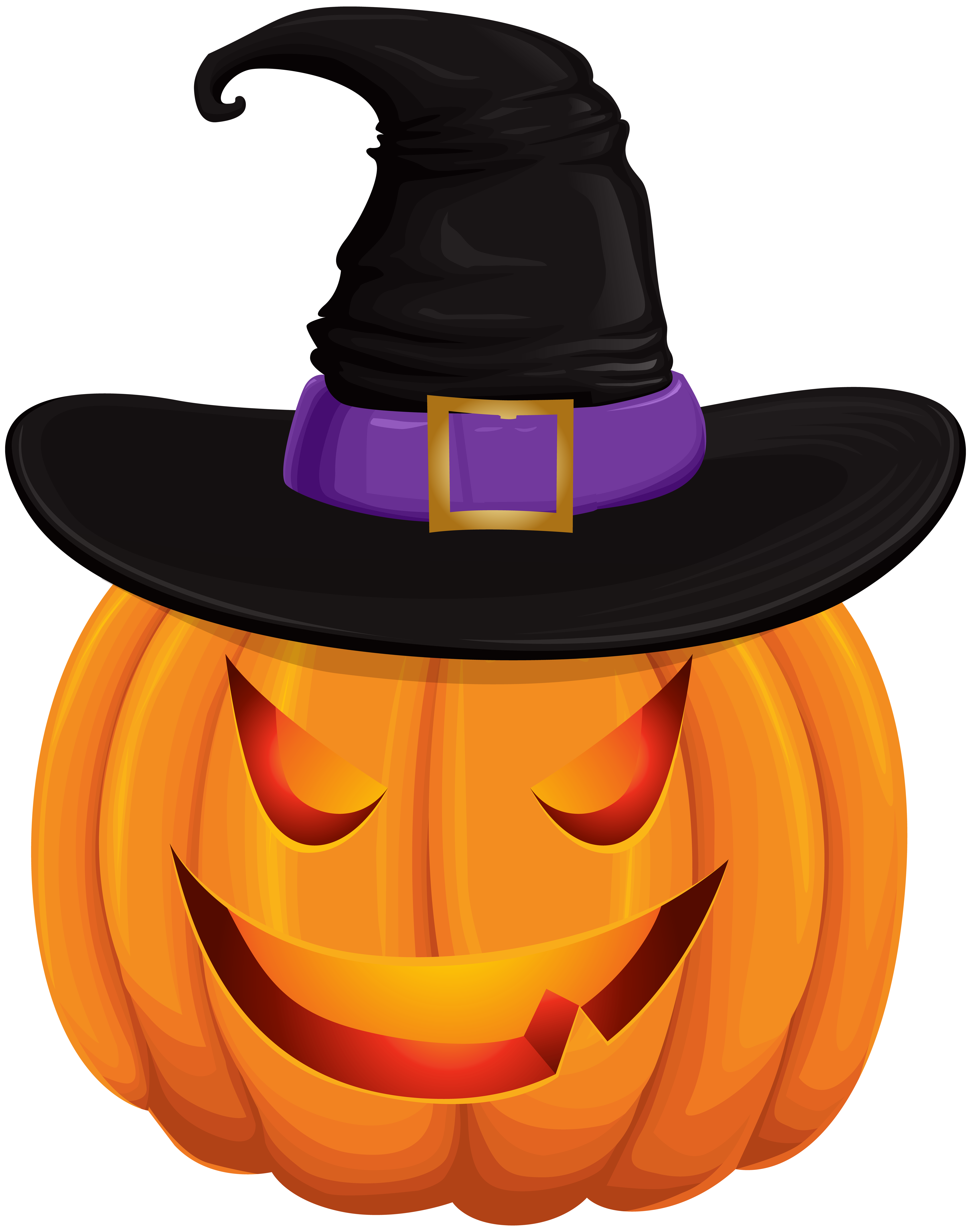 Witch clipart orange. Halloween pumpkin with hat