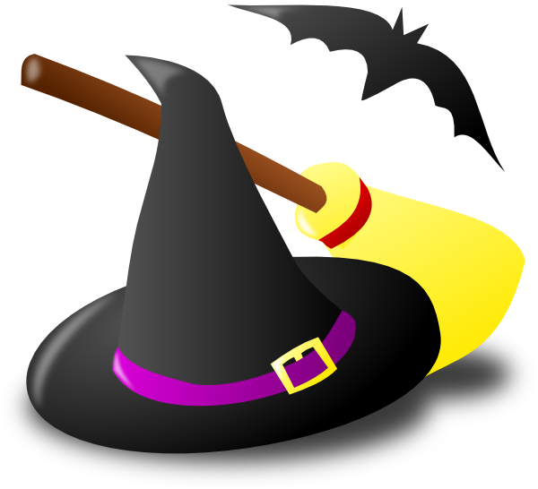 Hat bat clip art. Witch clipart broom