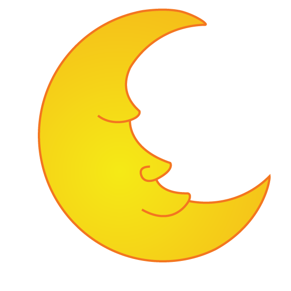 Cute half moon . Clipart sleeping nighttime