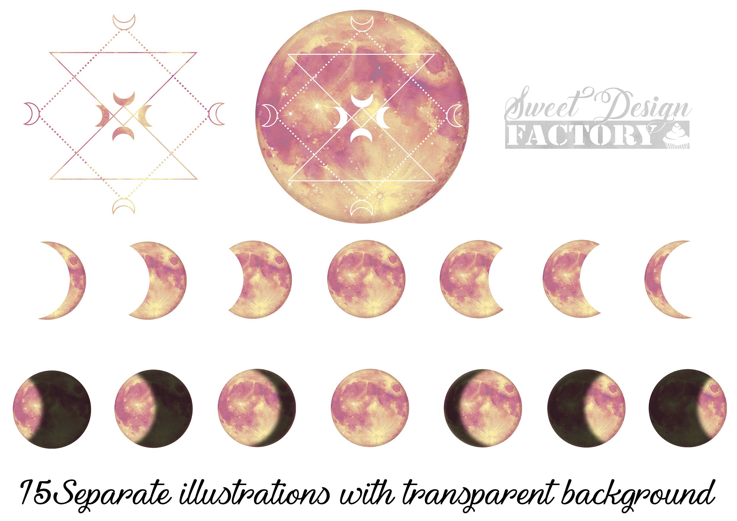 moon clipart watercolor