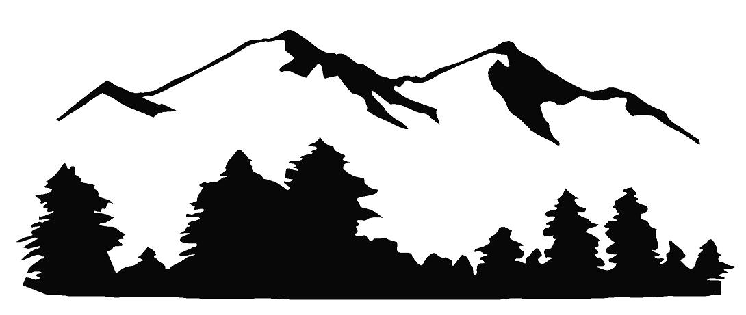 clipart mountain black and white