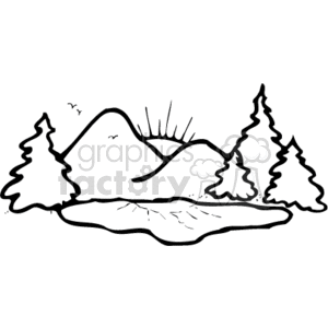 clipart mountain black and white