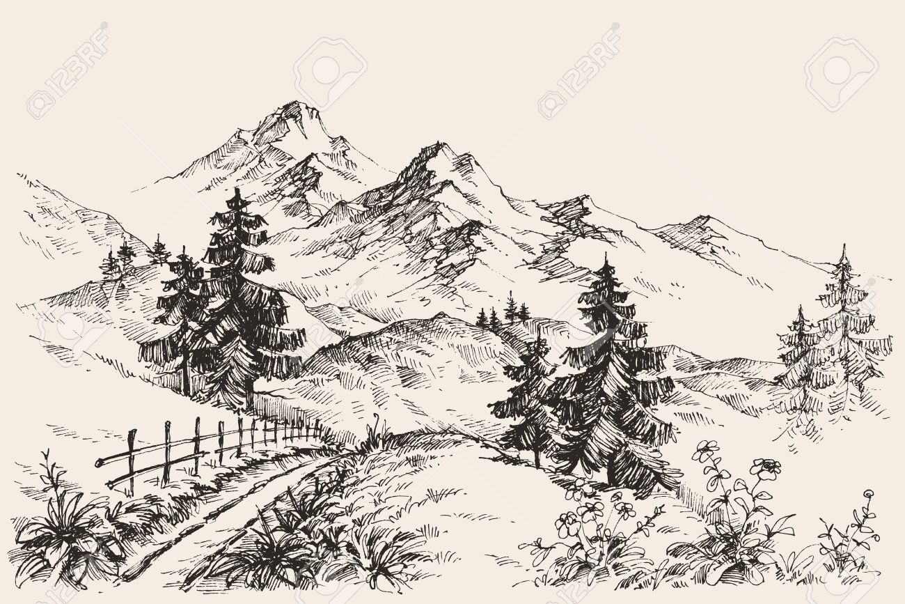 clipart mountain pathway