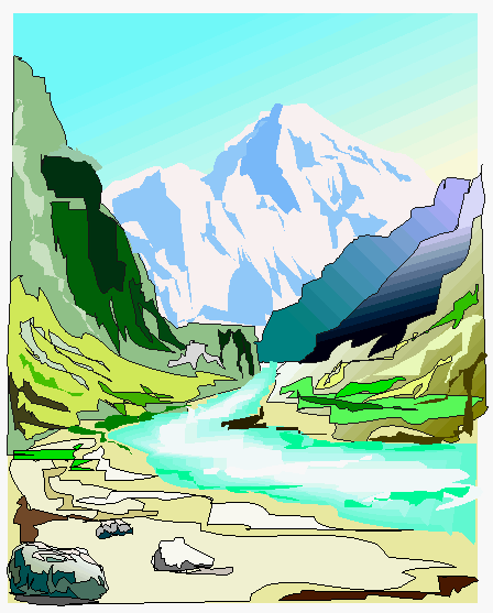 clipart mountains river