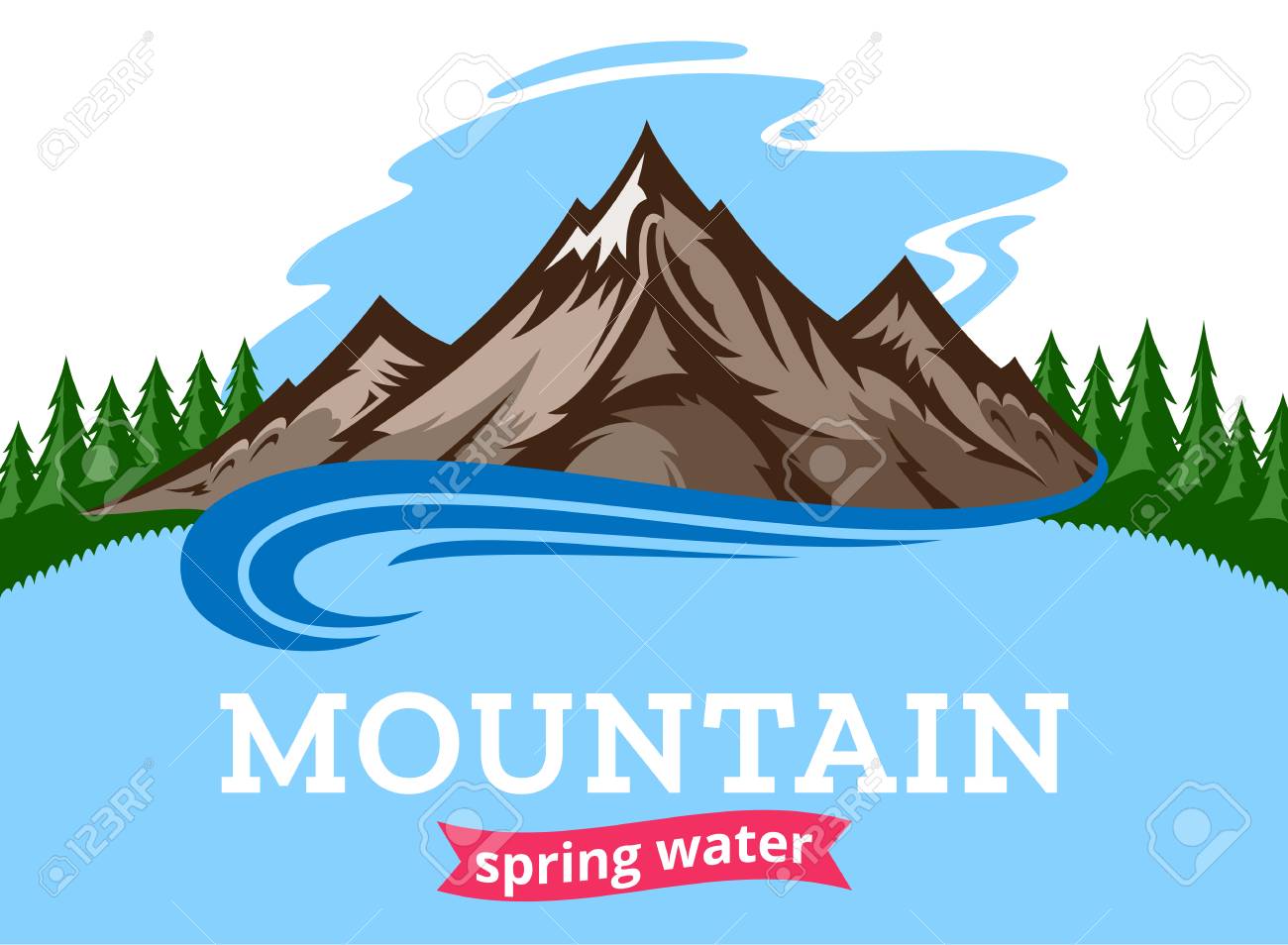 clipart mountain water