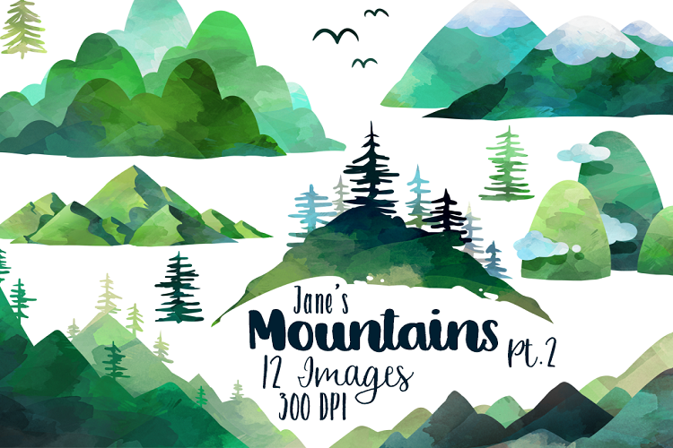Clipart mountains watercolor. 