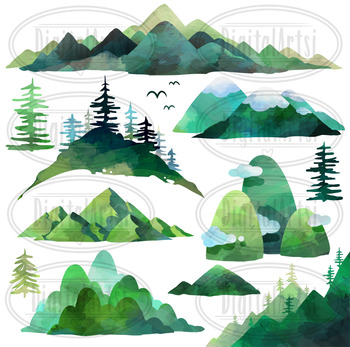 clipart mountain watercolor