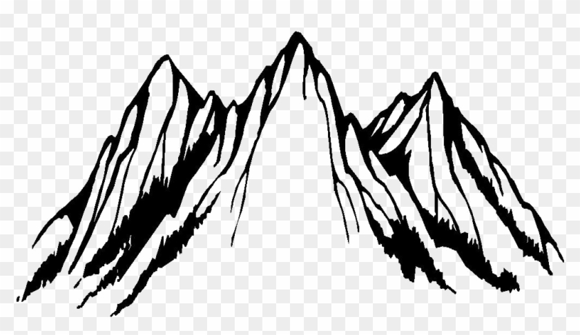 clipart mountains black and white