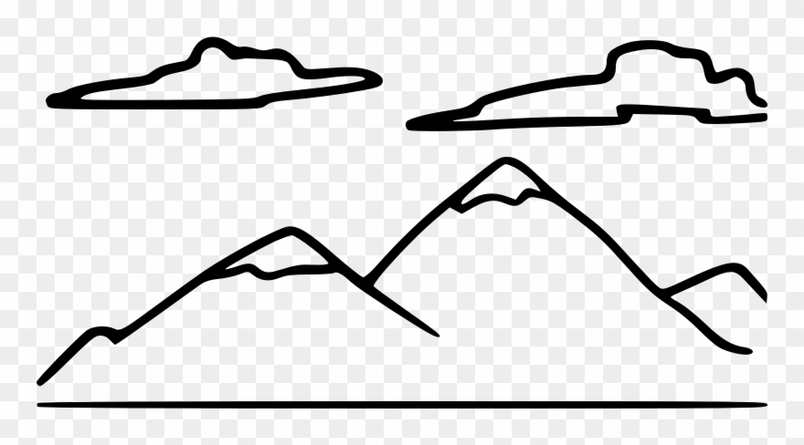 Clipart mountains black and white. Medium image clip art