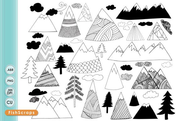 clipart mountains doodle