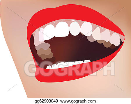 Eps illustration female smile. Clipart mouth beautiful tooth