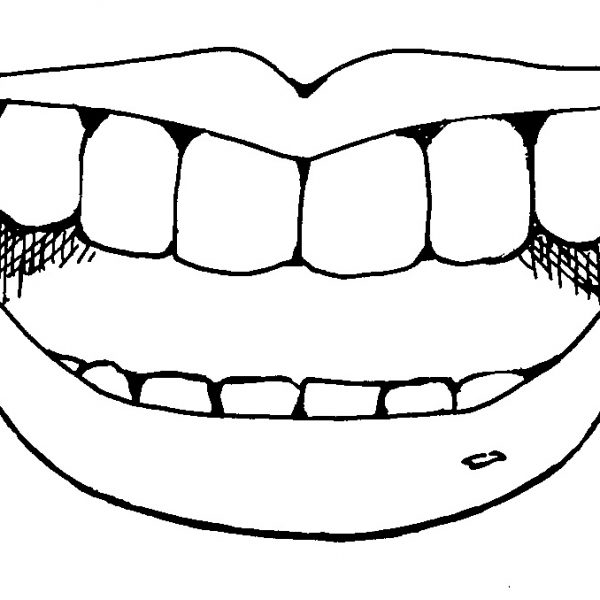 clipart mouth black and white