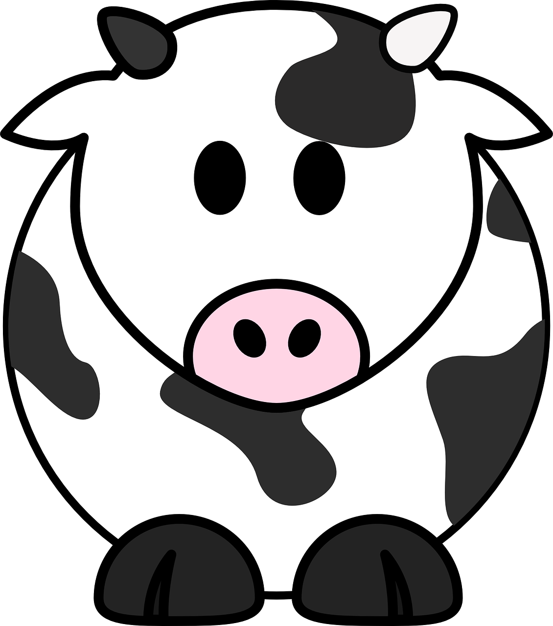 Cute black and white. Clipart mouth cow