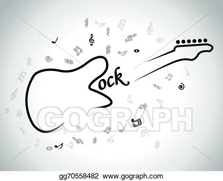 Clipart music text. Vector guitar shape rock