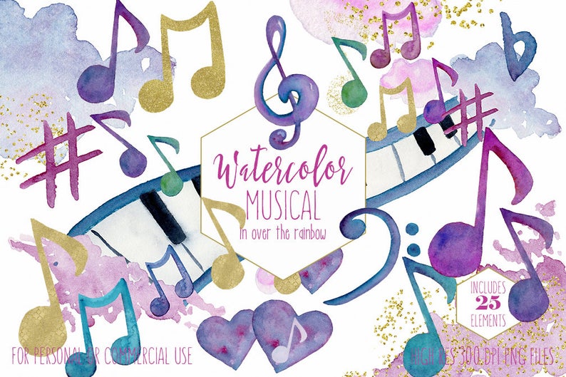 clipart music watercolor