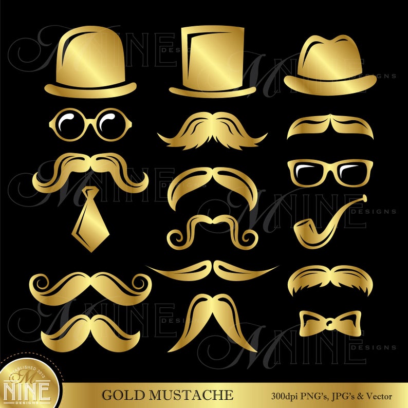clipart mustache gold