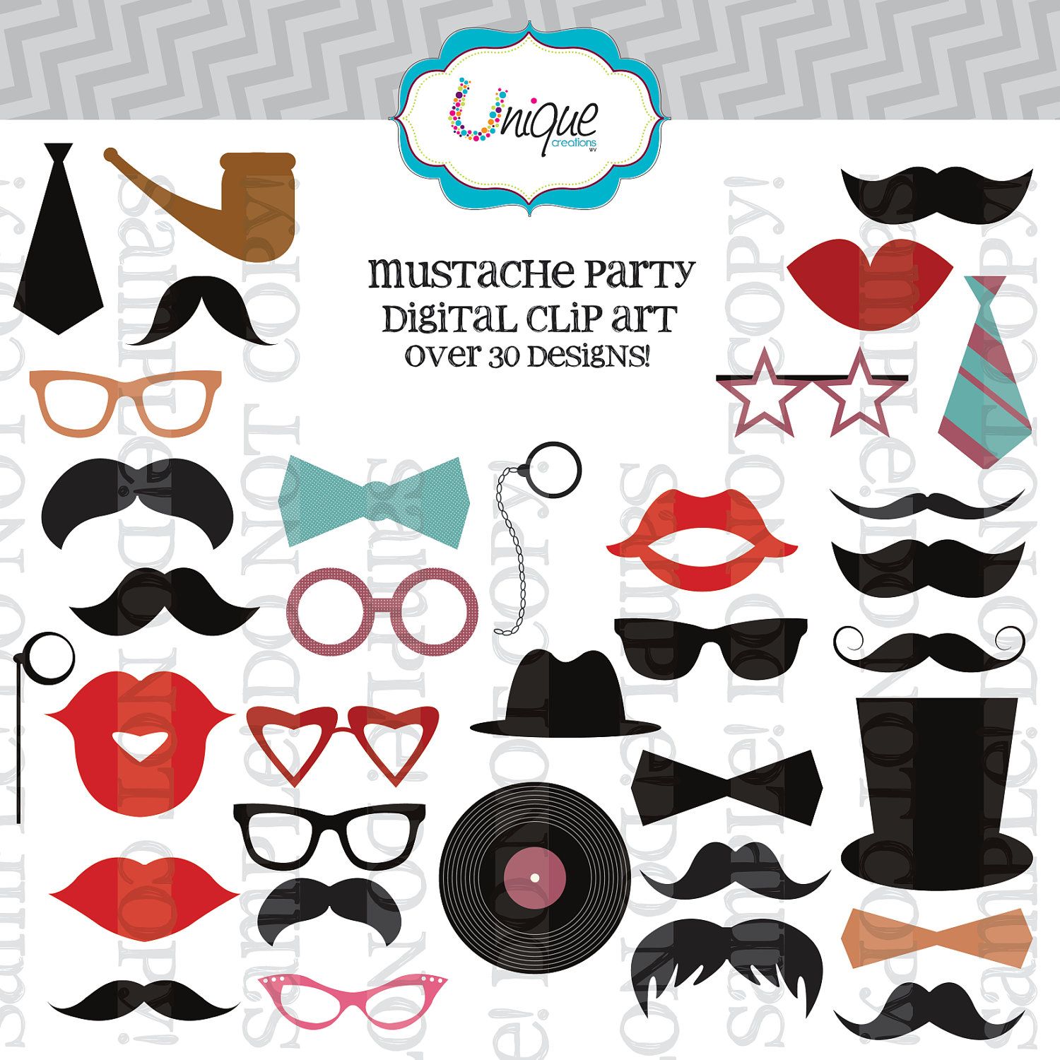 clipart mustache party prop