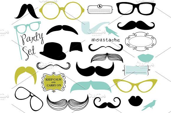 Spectacles lips clip art. Clipart mustache party prop
