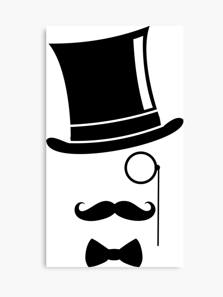 Clipart mustache top hat. Monocle canvas print 
