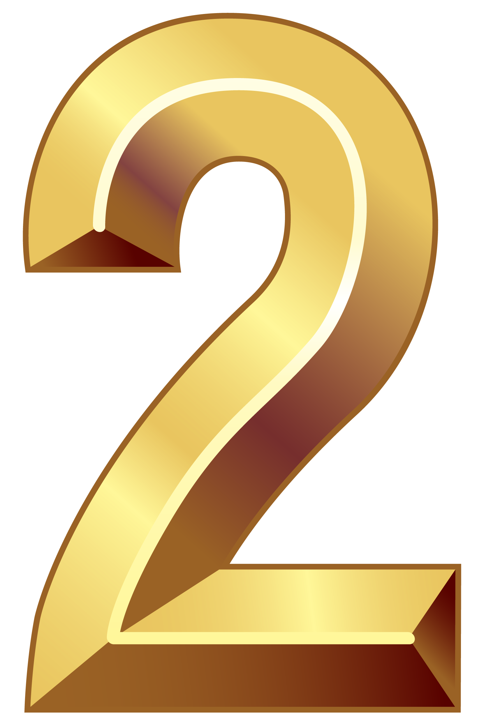 Number 2 clipart gold.  free numbers images
