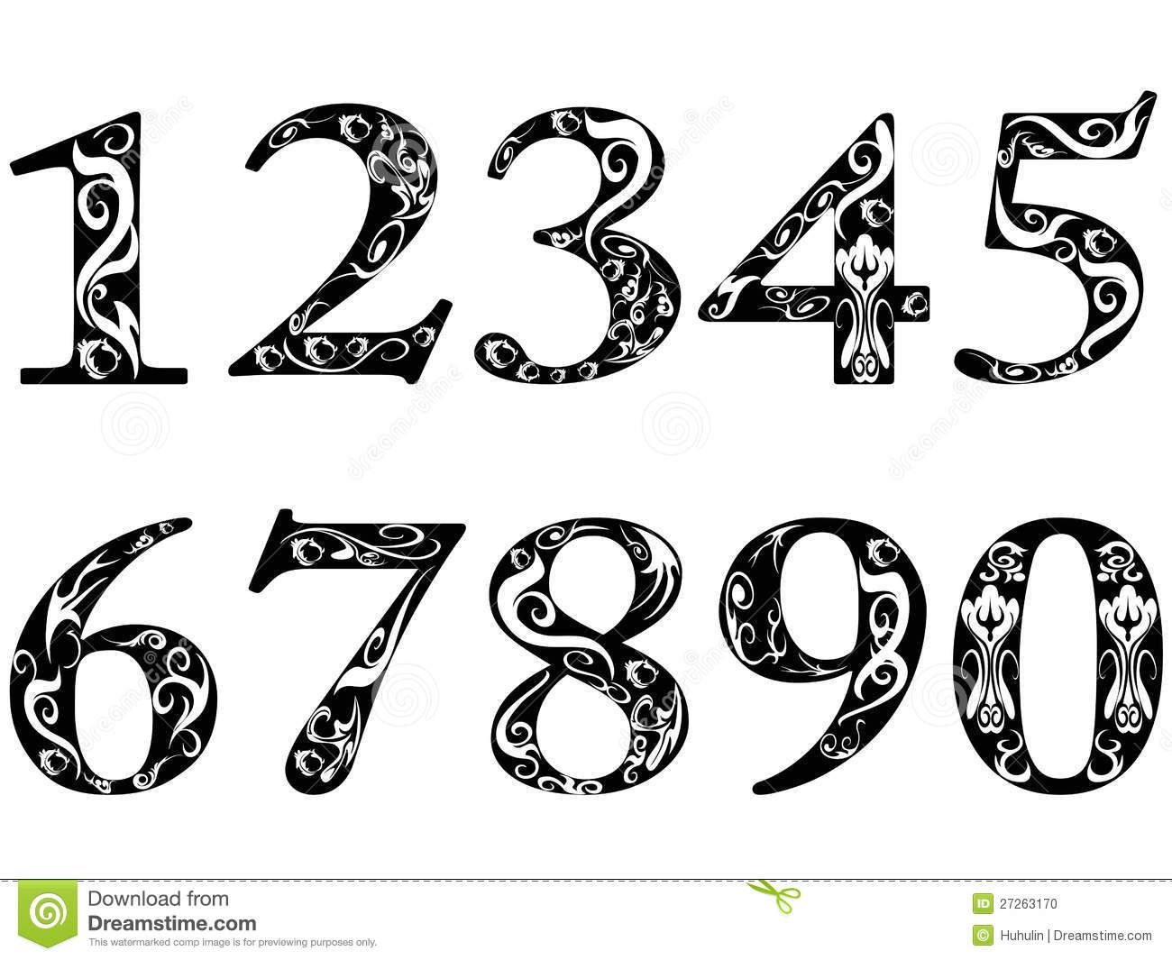 clipart numbers calligraphy