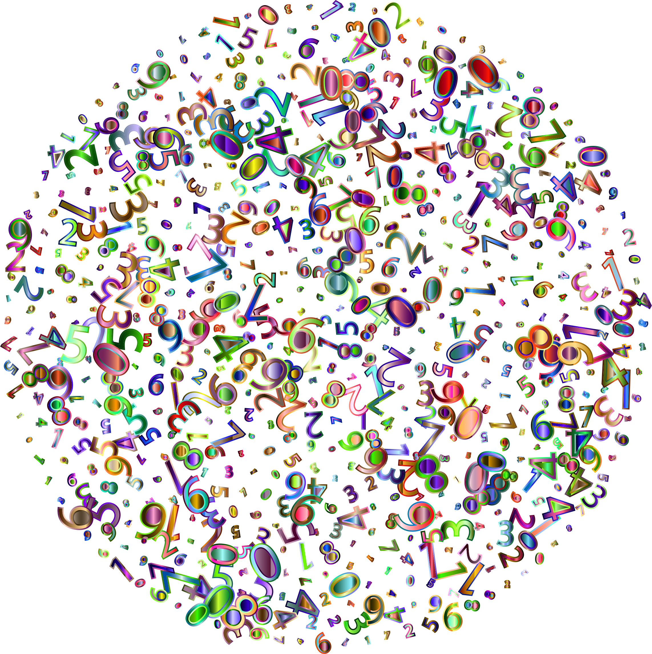 Clipart numbers circle. Prismatic random cloud no