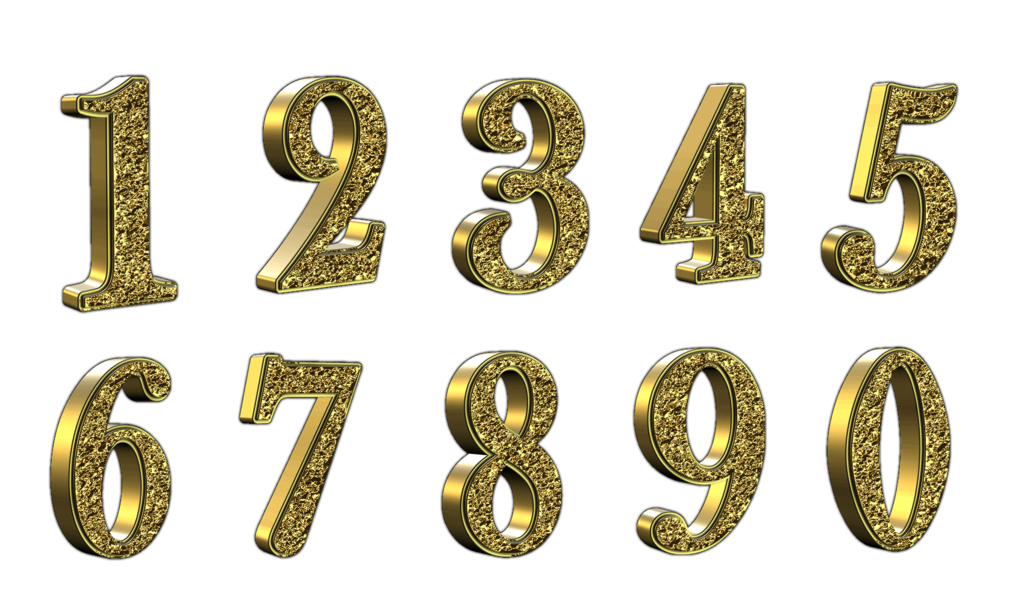 clipart numbers gold