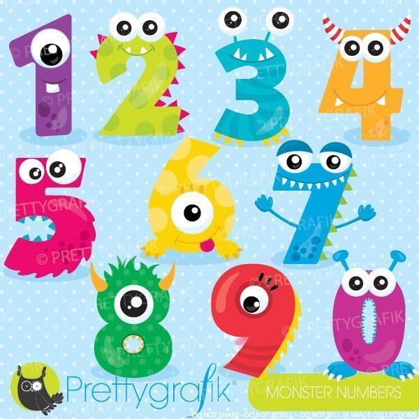 number clipart monster