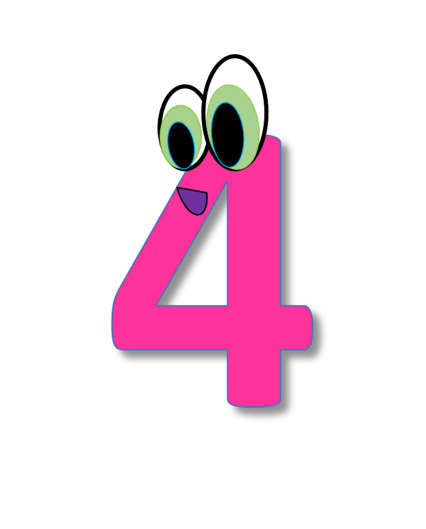 number 4 clipart pink