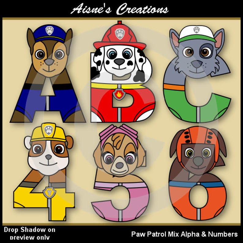 clipart numbers paw patrol