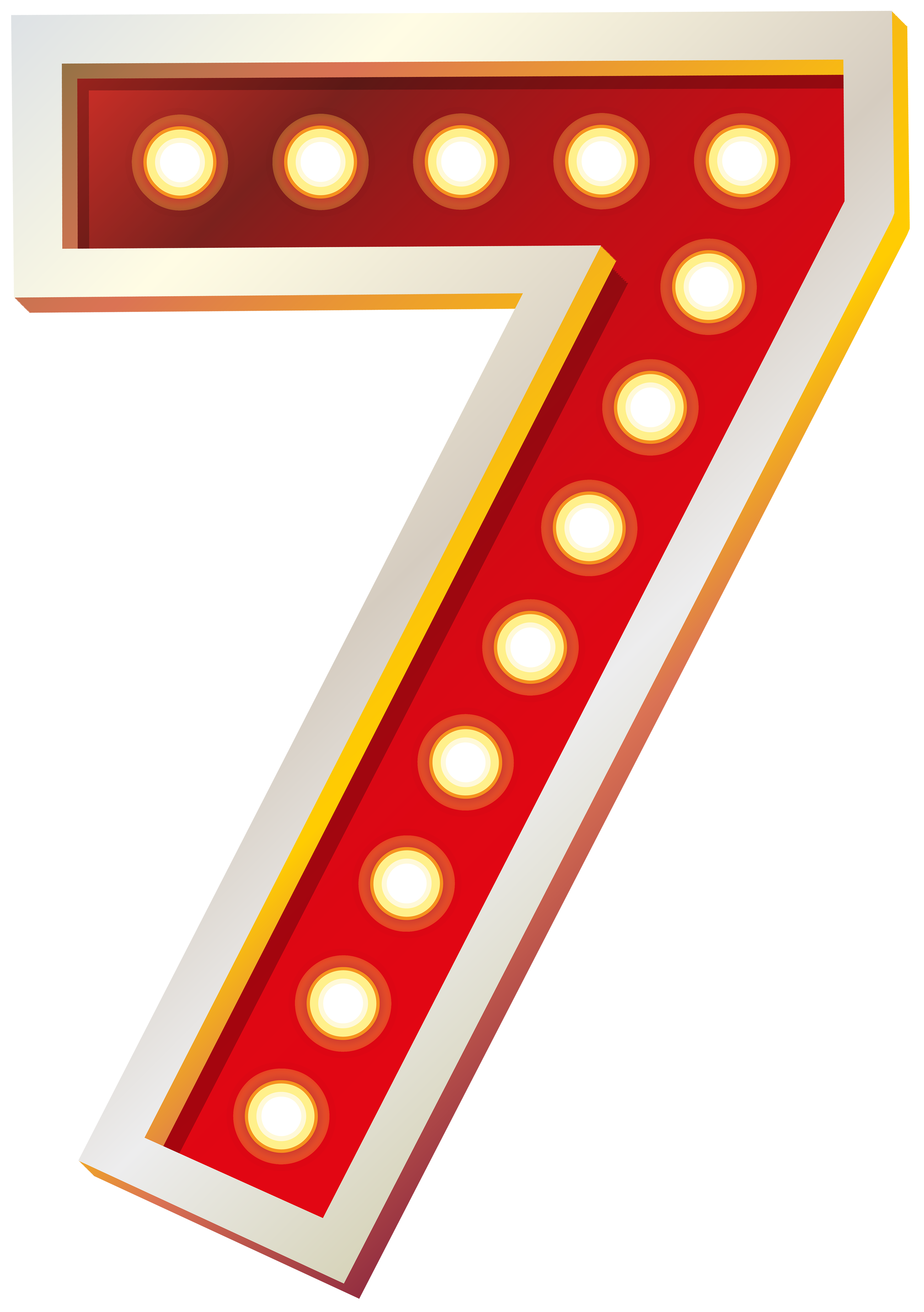 Red number with lights. Numbers clipart seven