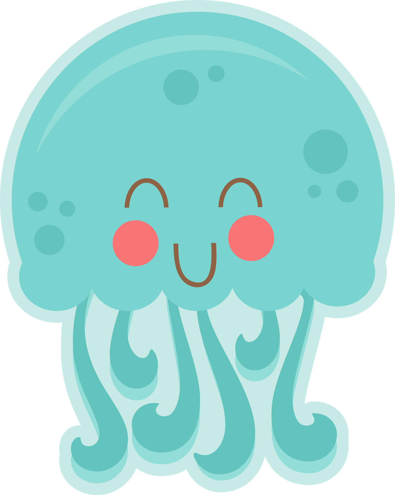 Aquatic animal sea clip. Kawaii clipart jellyfish