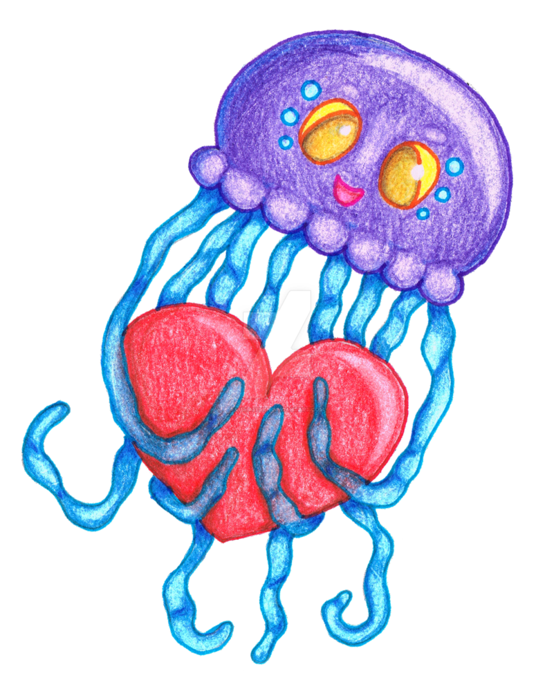 Clipart ocean jellyfish. Heart by luciaseriin on