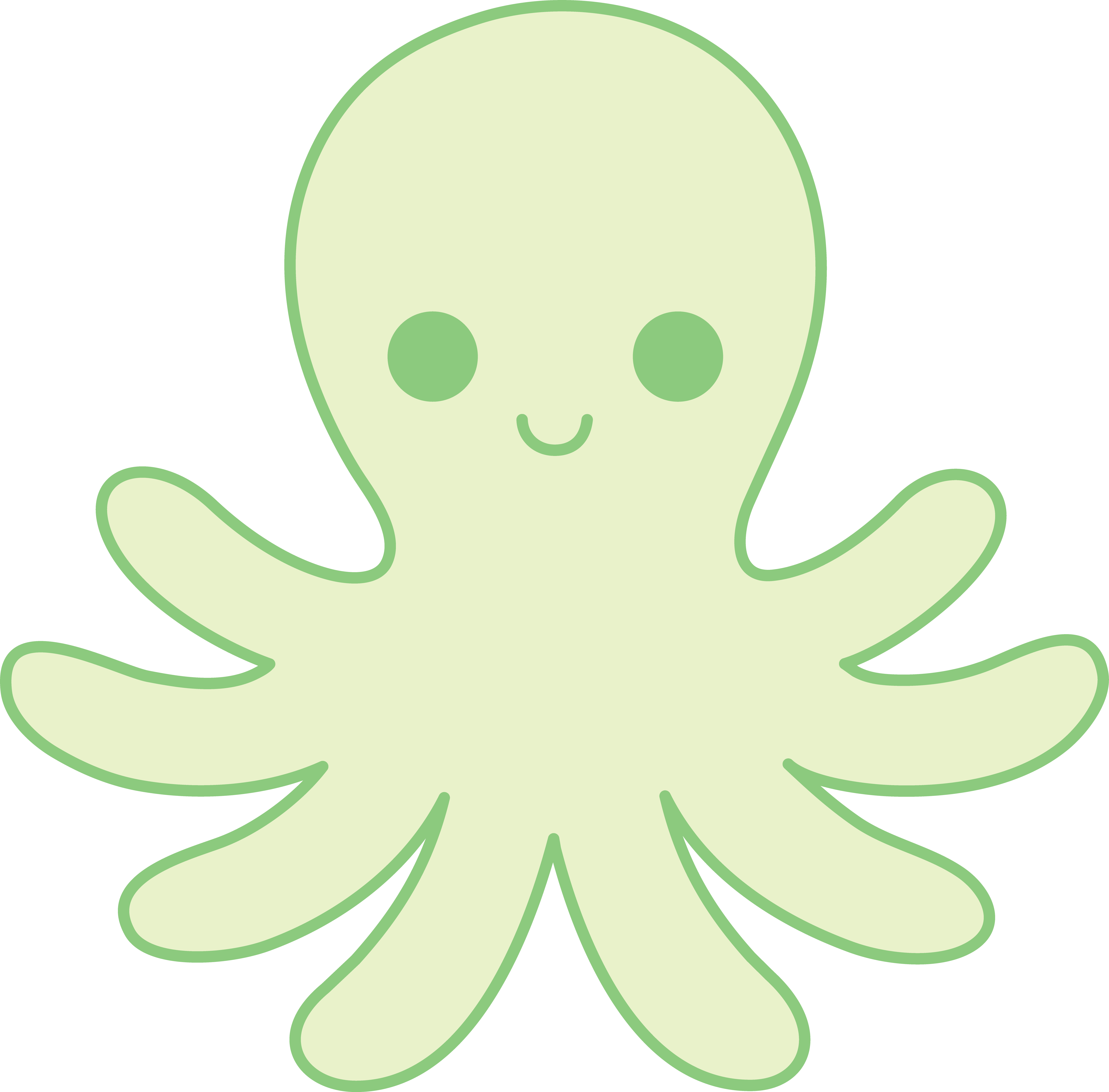 Cute green octopus free. Squid clipart blue