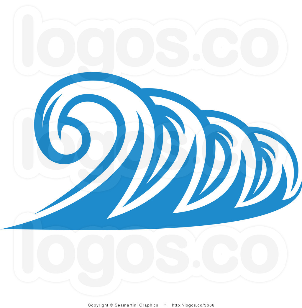 Waves clipart curling wave. Blue and white ocean