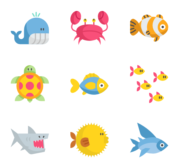 Life clipart under sea. Ocean icons free vector