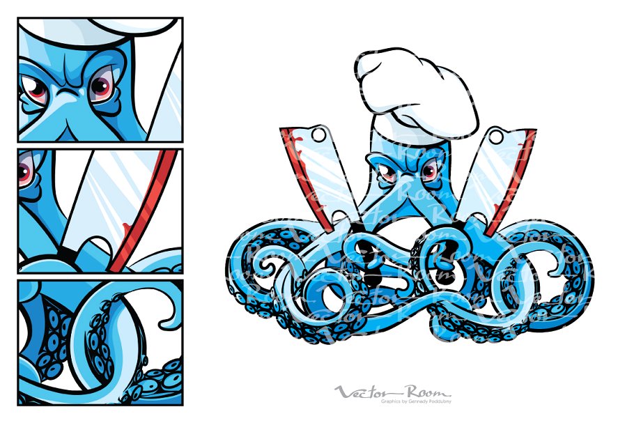 The cook . Clipart octopus mad