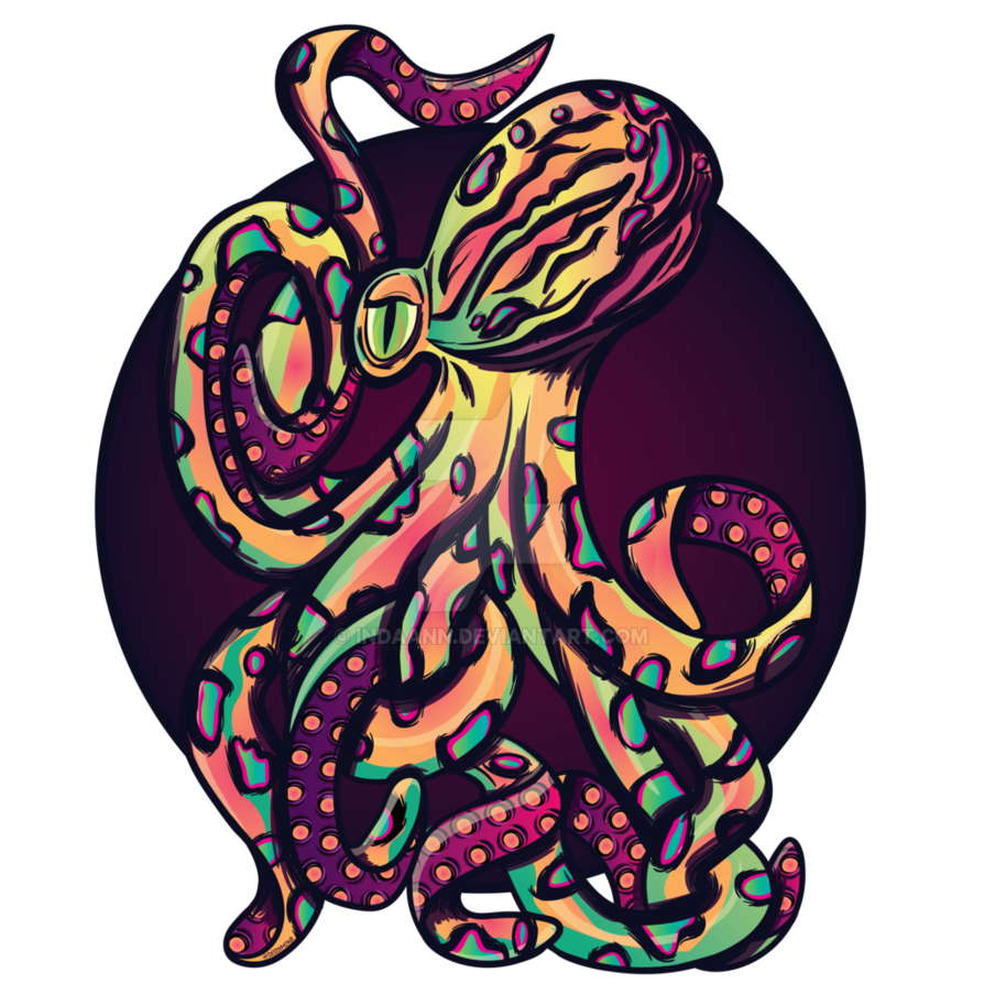 Psychedelic by indaann on. Squid clipart green octopus