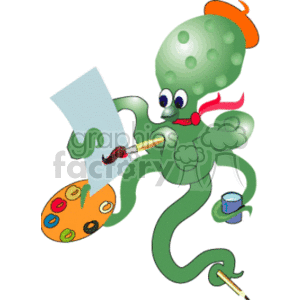 One med green and. Clipart octopus silly