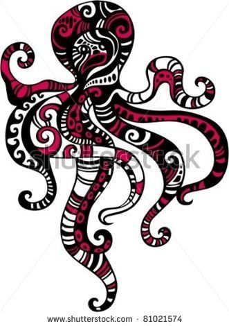 clipart octopus tribal