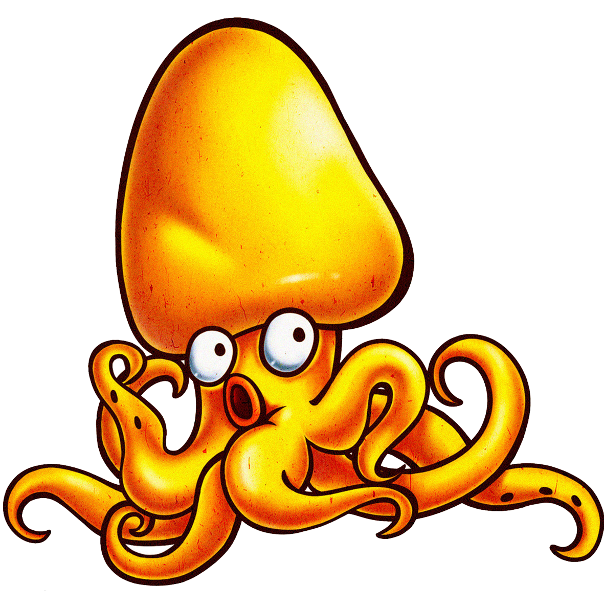 Squid as food dog. Clipart octopus yellow