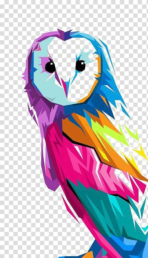 Pink blue and orange. Clipart owl art