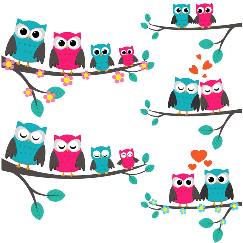 clipart owl family tree