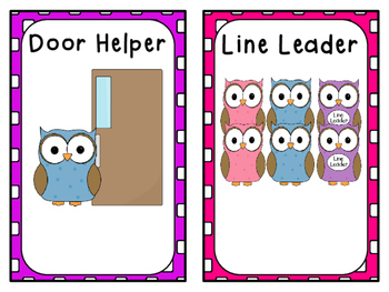 Clipart owl leader.  classroom jobs themed