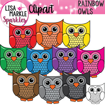 Owl rainbow by lisa. Owls clipart preschool