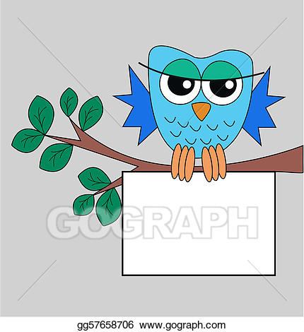 Clipart owl sign. Vector art a blue