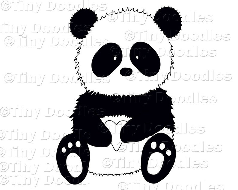 Digital stamp clip art. Panda clipart small